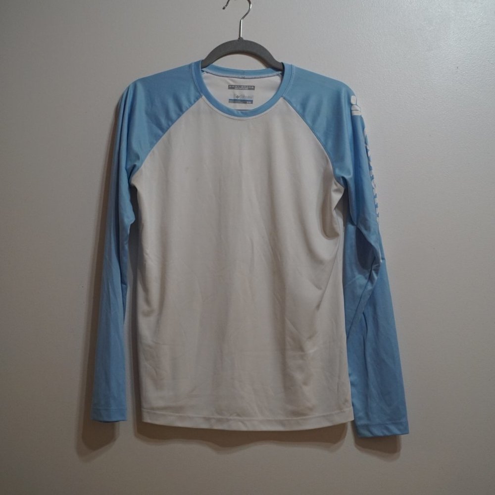 Columbia Light Blue and White Baseball Long Sleeve